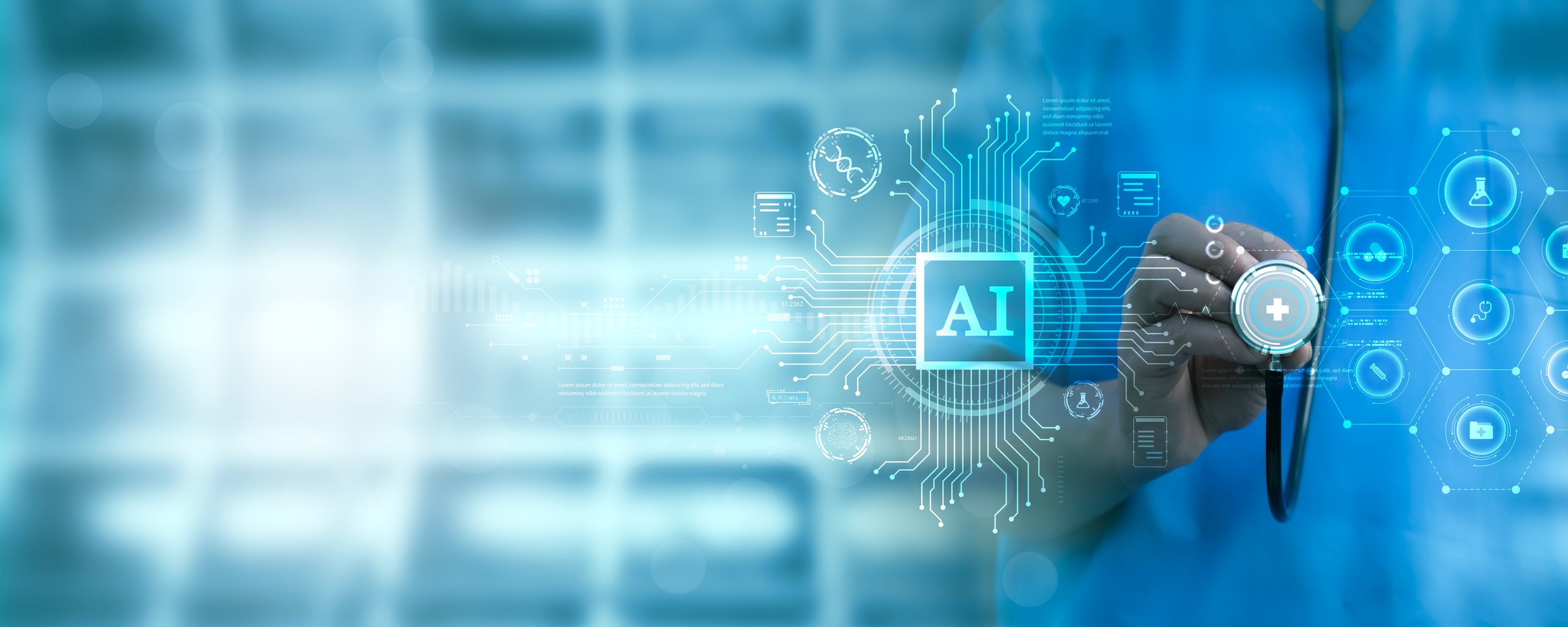 Medical worker touch virtual medical revolution