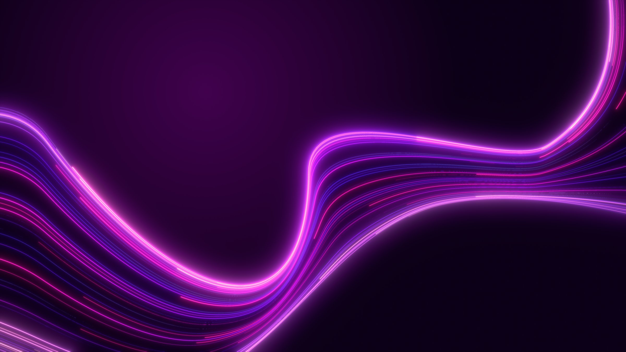 Abstract neon background, Neon light trails curving smoothly across a deep purple background, Fantastic minimalist wallpaper, Animation loop 4k