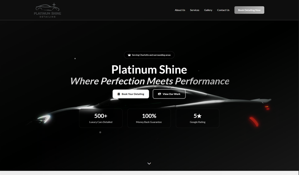 Platinum Shine Car Detailing Website - JobSyte Web Design Agency Portfolio