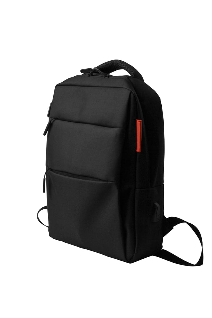 Black tactical urban backpack for everyday use isolated on white background