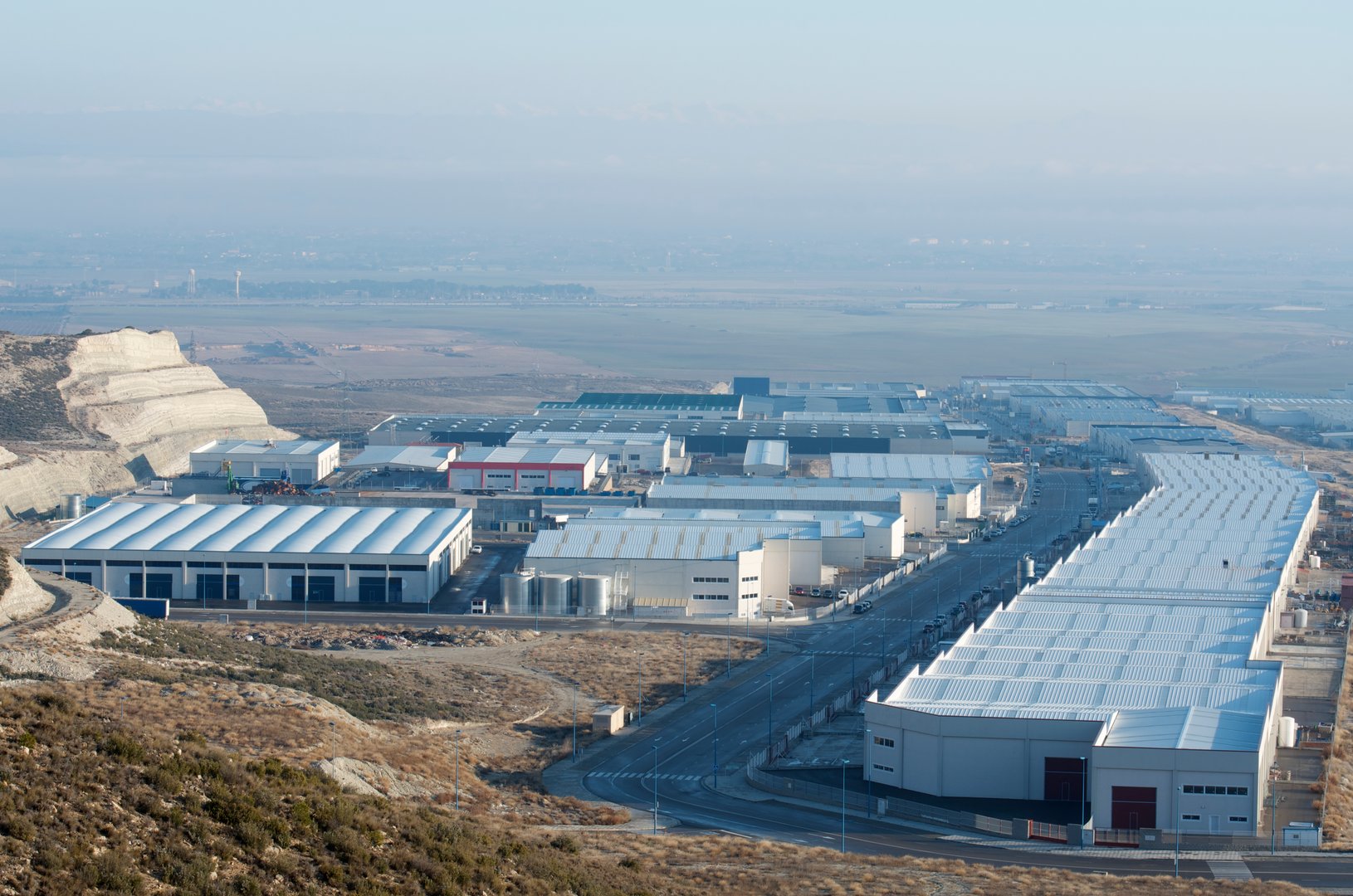 Modern residential subdivision with homes and landscaped areas