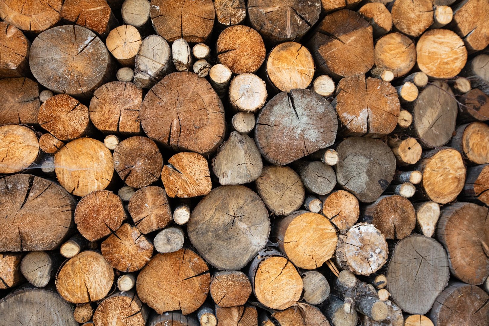 Closeup of log pile textured background for design purpose