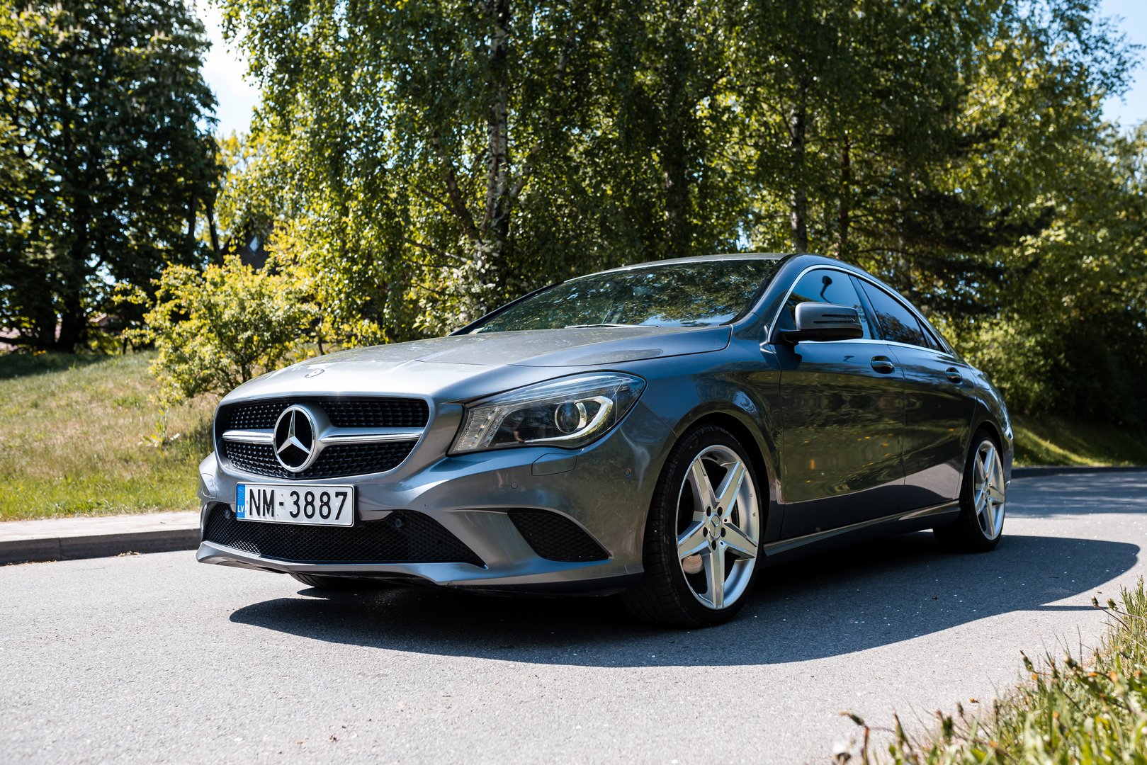 Riga, Latvia- May 14 2023: luxury car, gray Mercedes Benz CLA 180