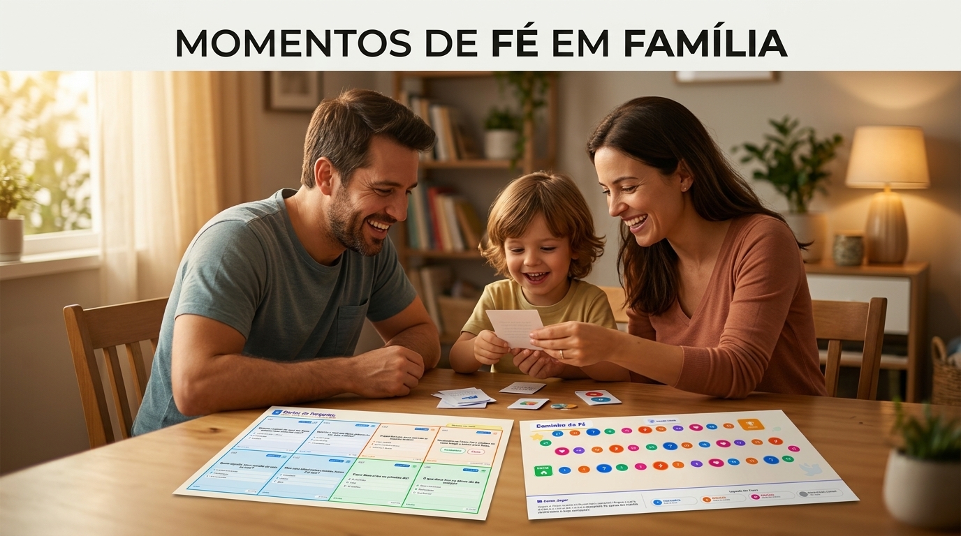 Família brincando junta com Aventura Bíblica em Família