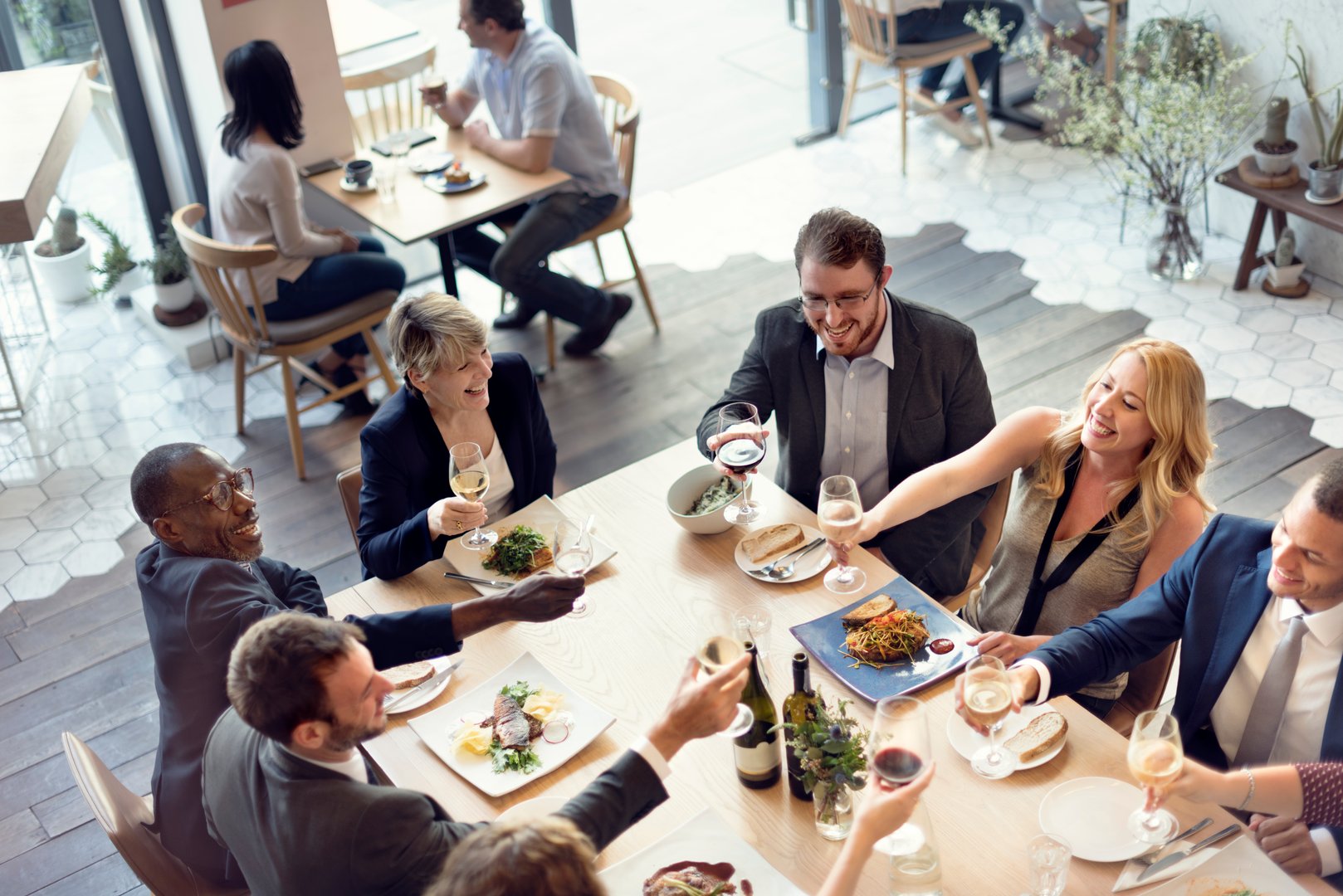 Business People Party Cheers Enjoying Food Concept