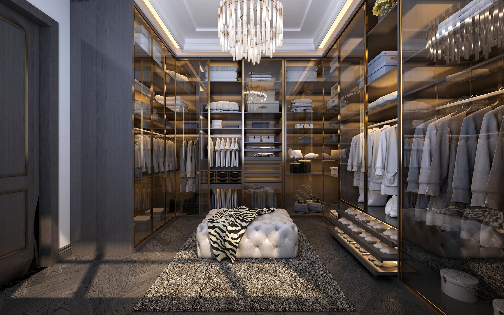 3d render of cloak room, dressing room interior