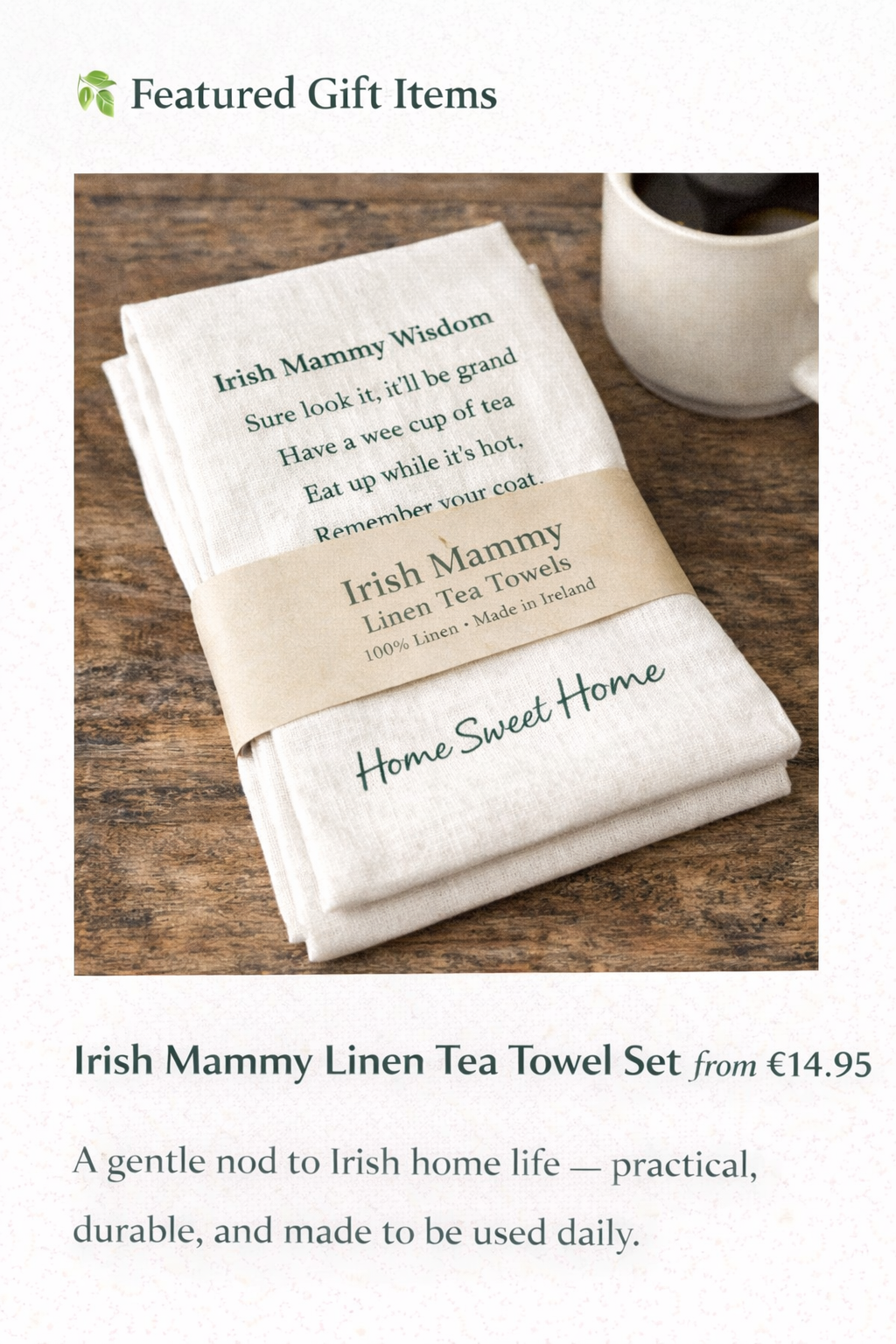 Irish Mammy Linen Tea Towel Set