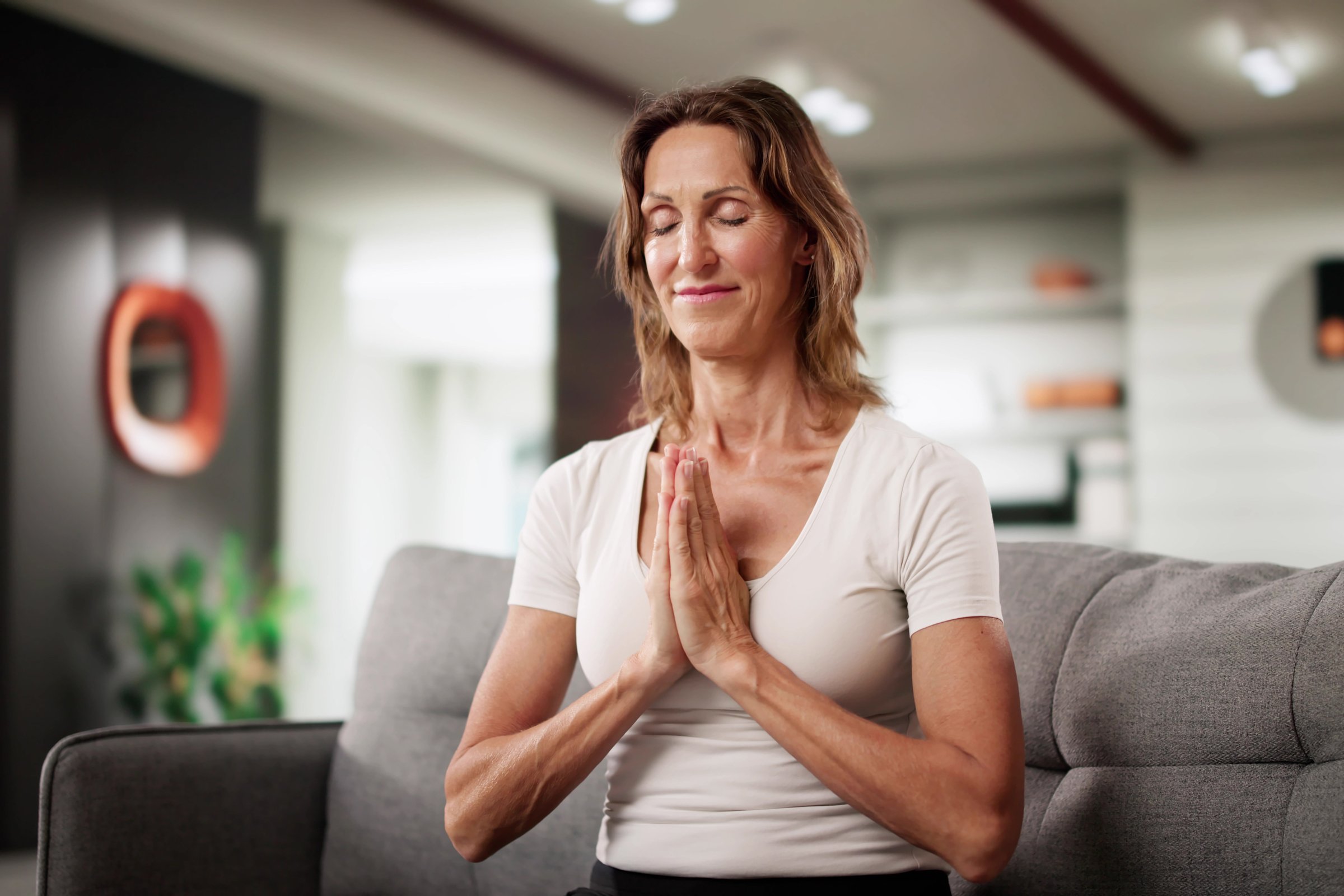 Woman Meditating At Home, Teacher Leading Yoga Class, Religious Counselor