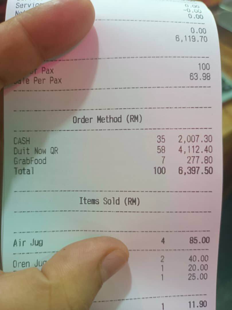 Proof of sales - RM3k-RM6k sehari untuk klien F&B
