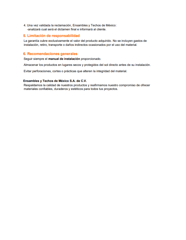 Carta de Garantía ETM - Página 2