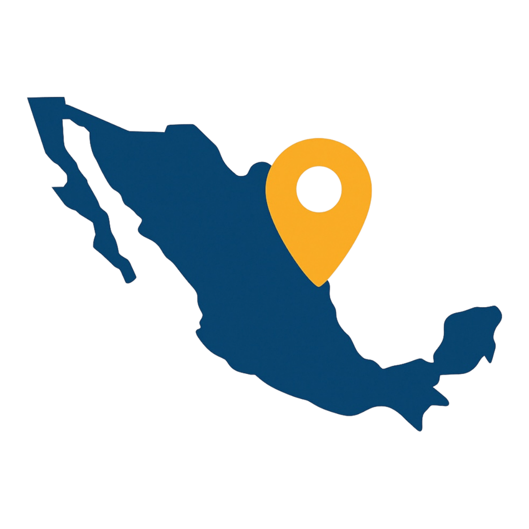 Map of Mexico with a yellow location pin marked in the central region.