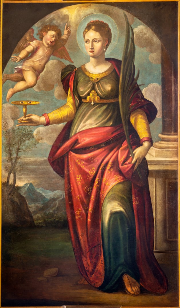 Treviso - The painting of St. Lucia in the church Chiesa di San VIto e Santa Lucia by unknown artist.