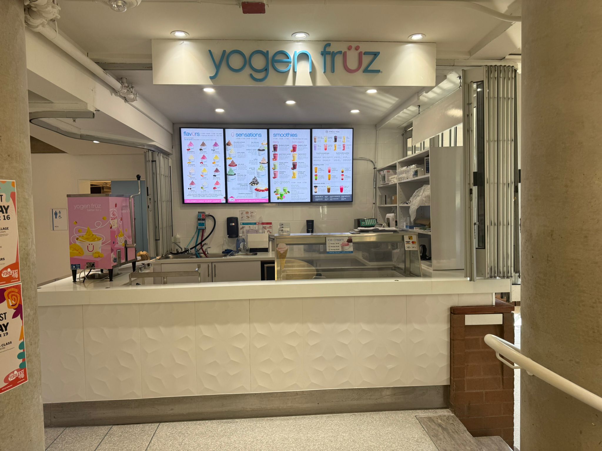 Yogen Fruz York University kiosk interior details