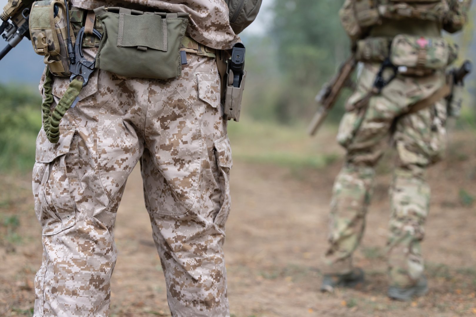 Close up on Solder back while they are on patrol mission