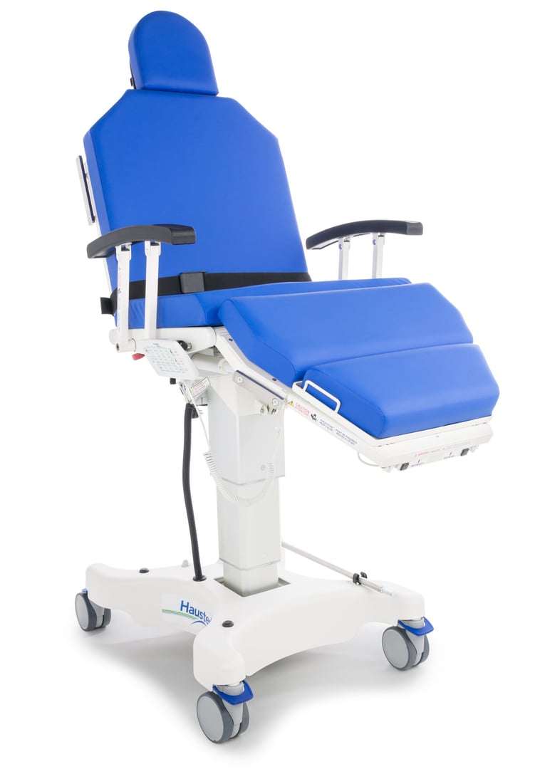 ESC2 Ophthalmology Patient Chair in high position showing premium design and functionality