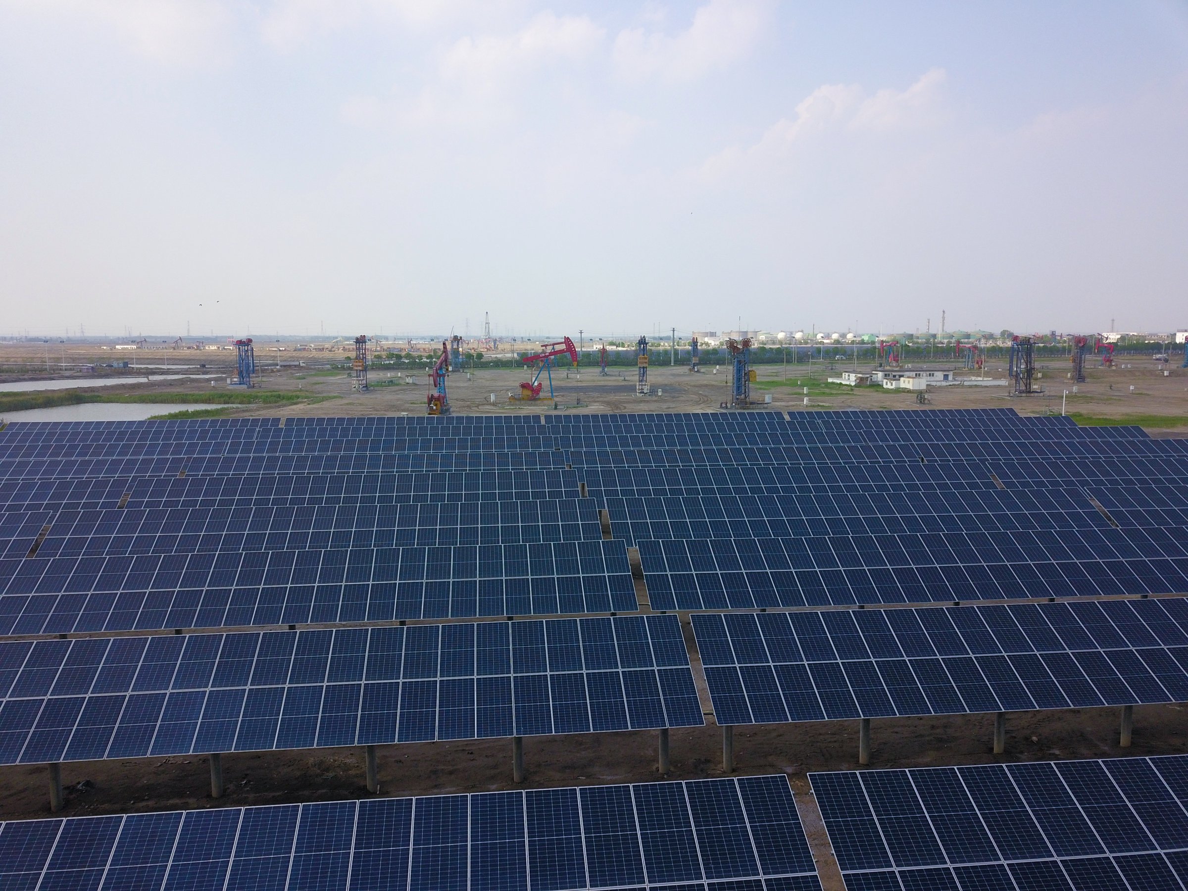 Oil pumps and solar panels, industrial equipment