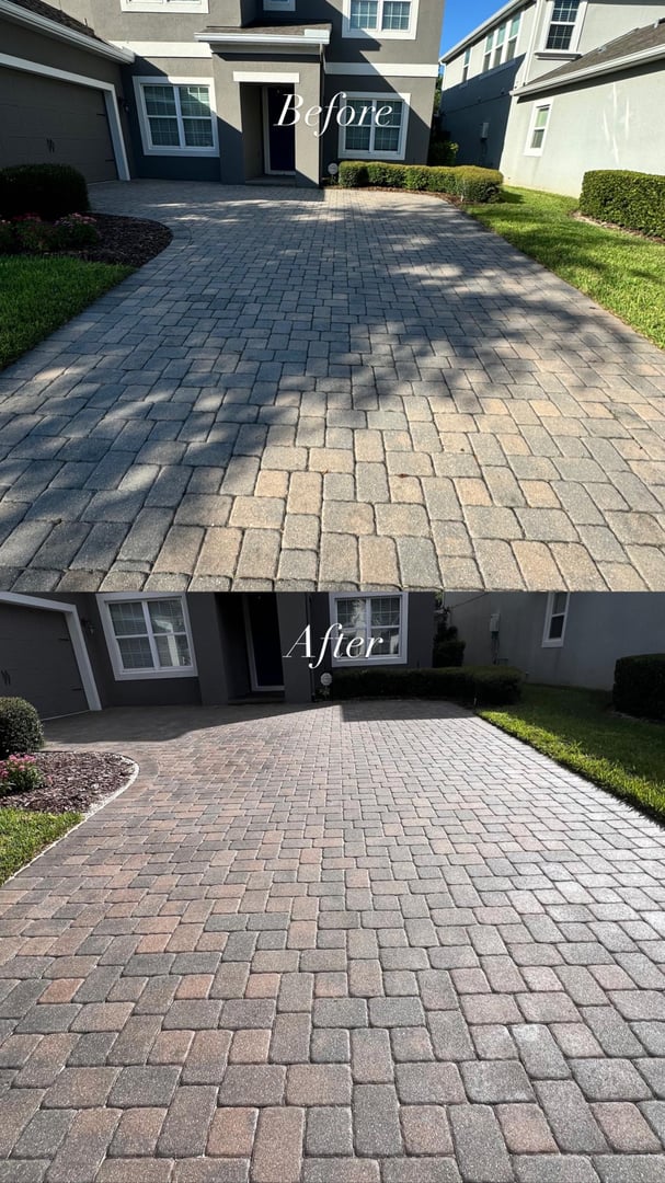 Paver Washed and Sealed - Before and After