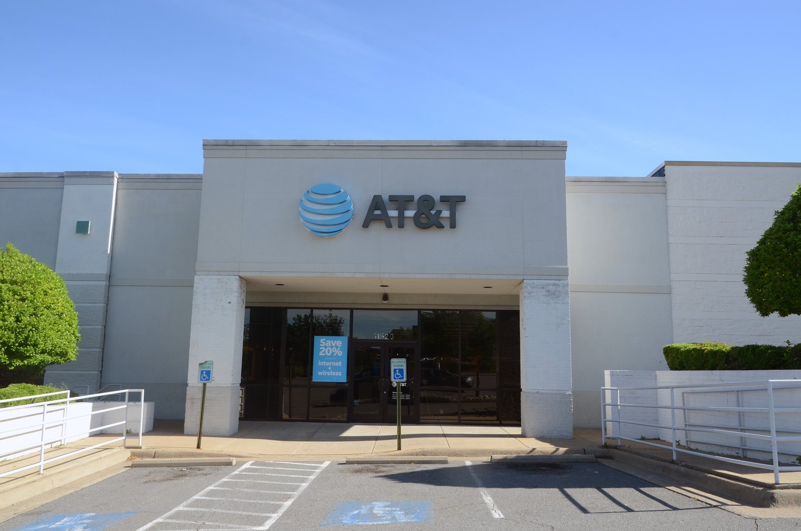 AT & T logo on building in Little Rock, AR, USA on May 17, 2025
