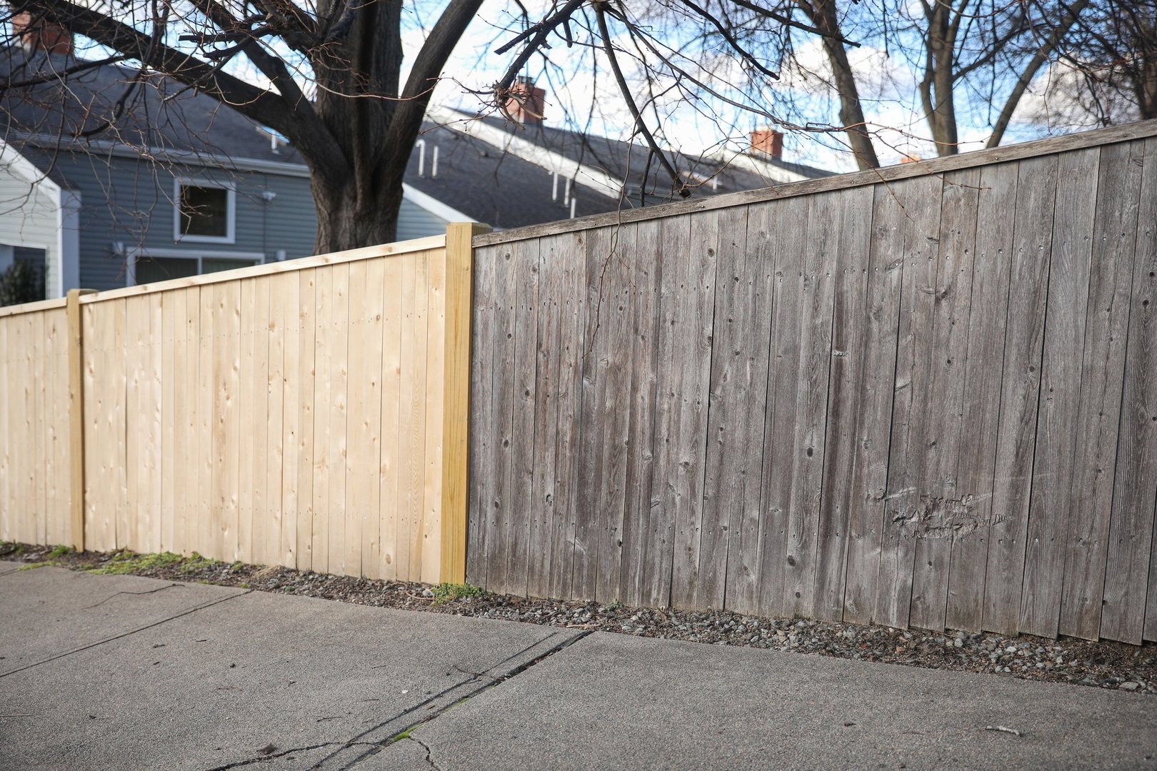 Wooden fence in the yard private property