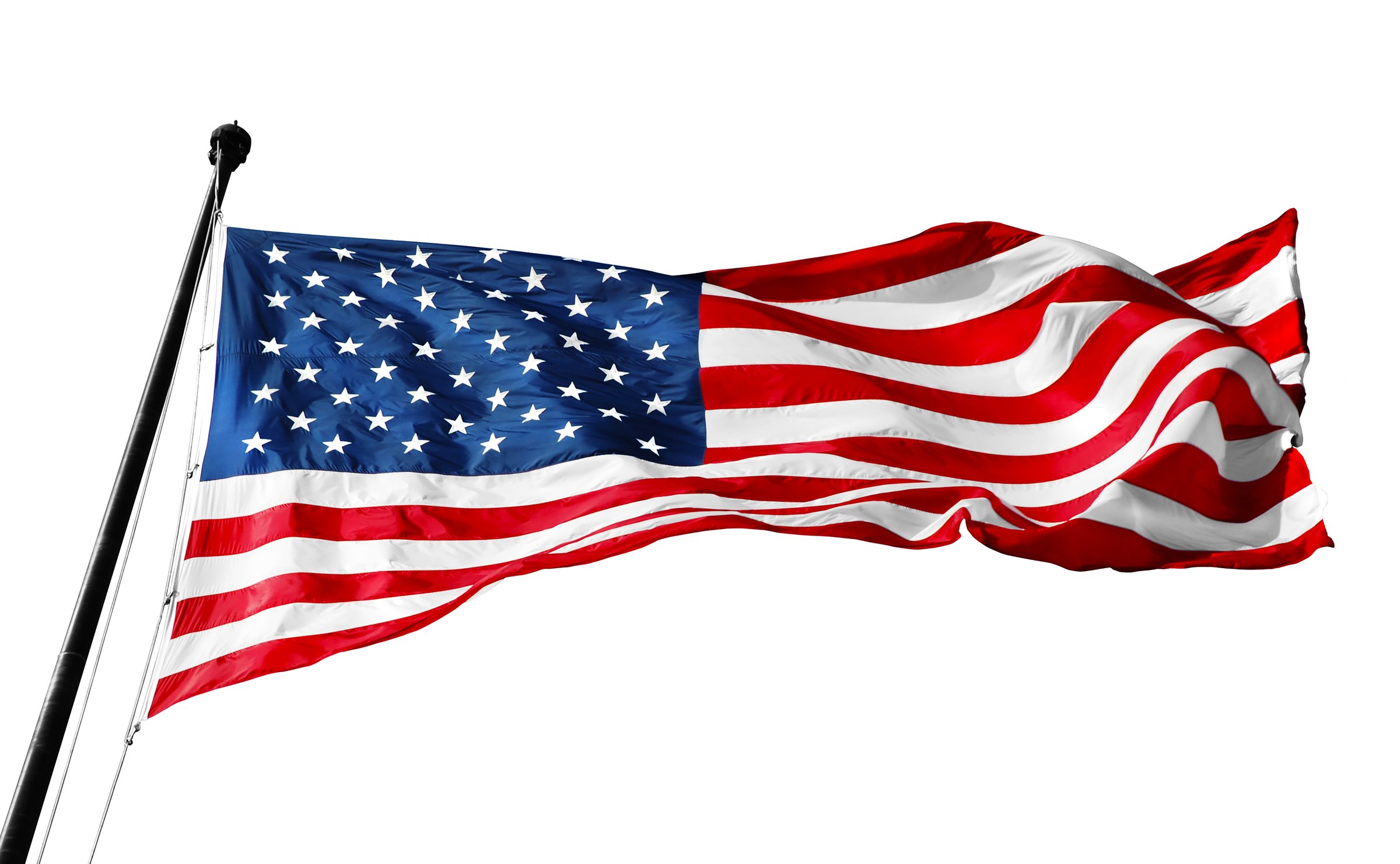 An isolated american flag on white background