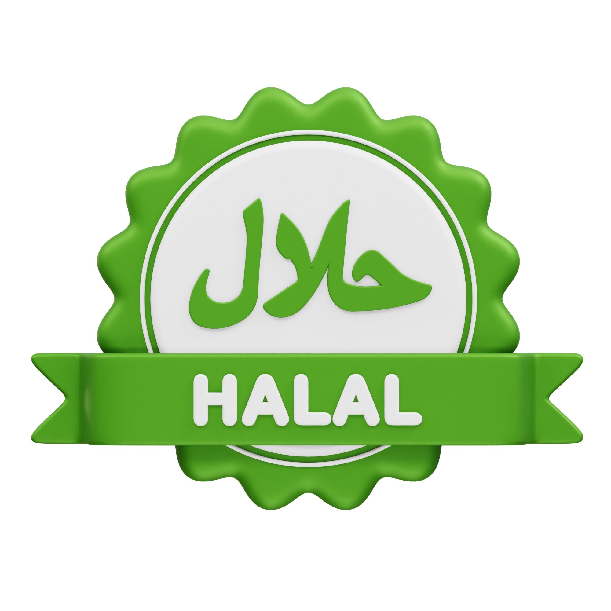 Halal sign with halal text icon 3d rendering element