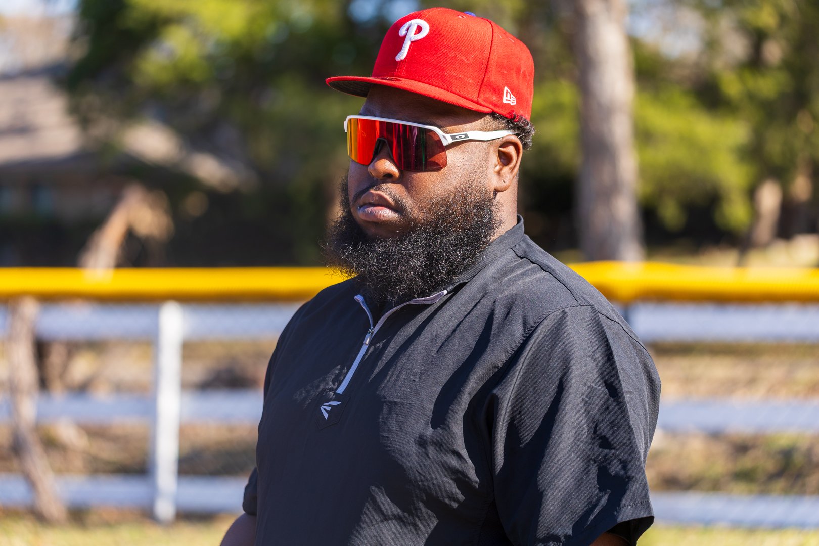 Baseball training action shot