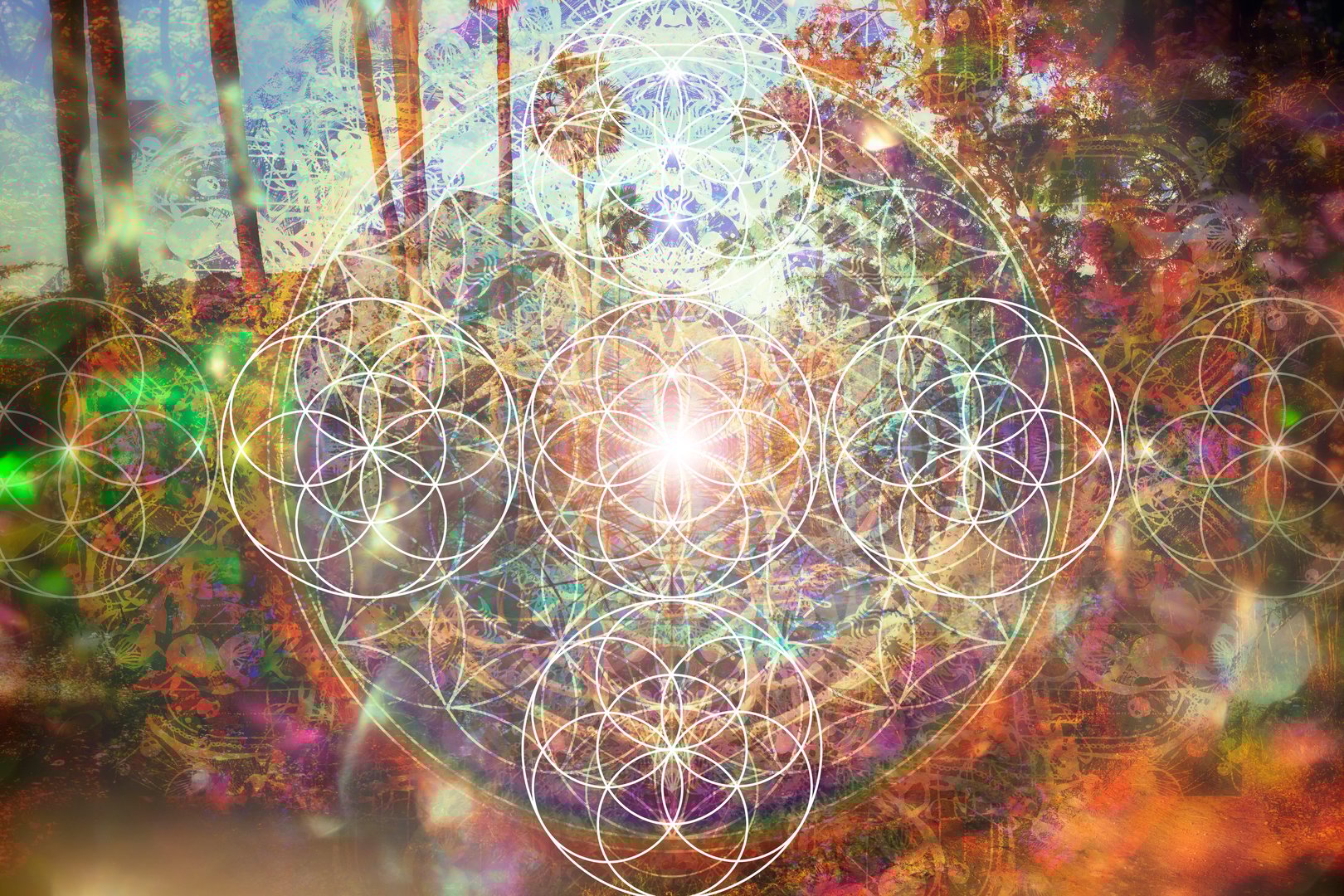Abstract spiritual background with sacred geometry
