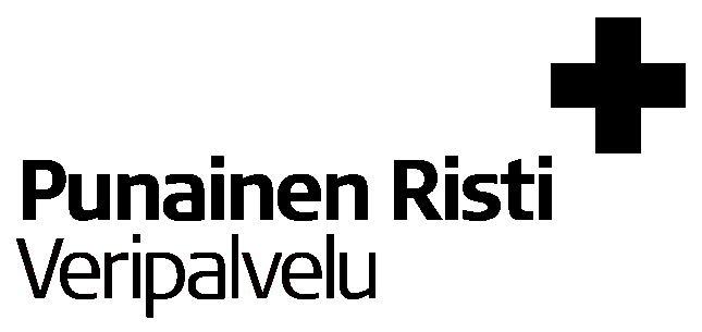 Logo of Finnish Red Cross Blood Service with a red cross symbol and text in Finnish.
