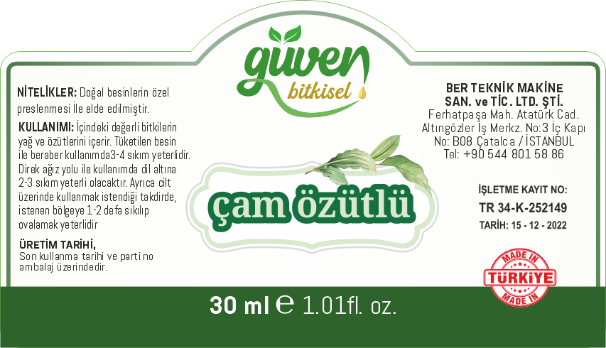 ÇAM ÖZÜTLÜ Etiket