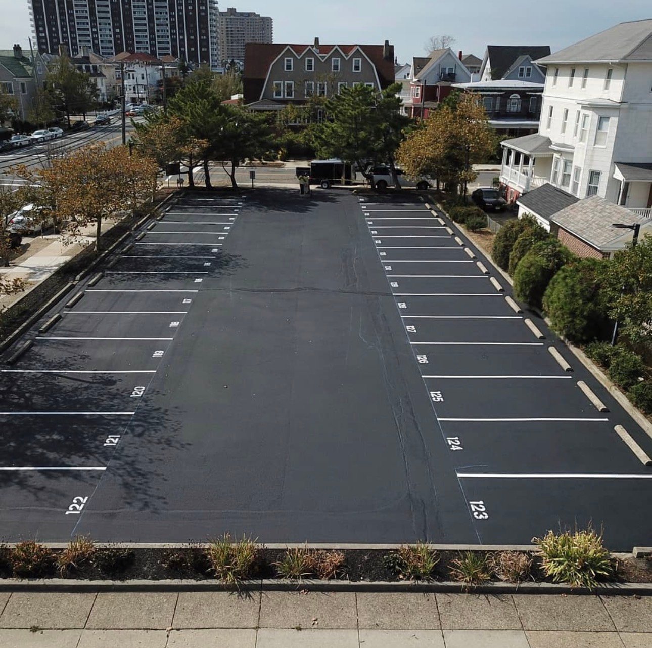 Fresh parking lot lines