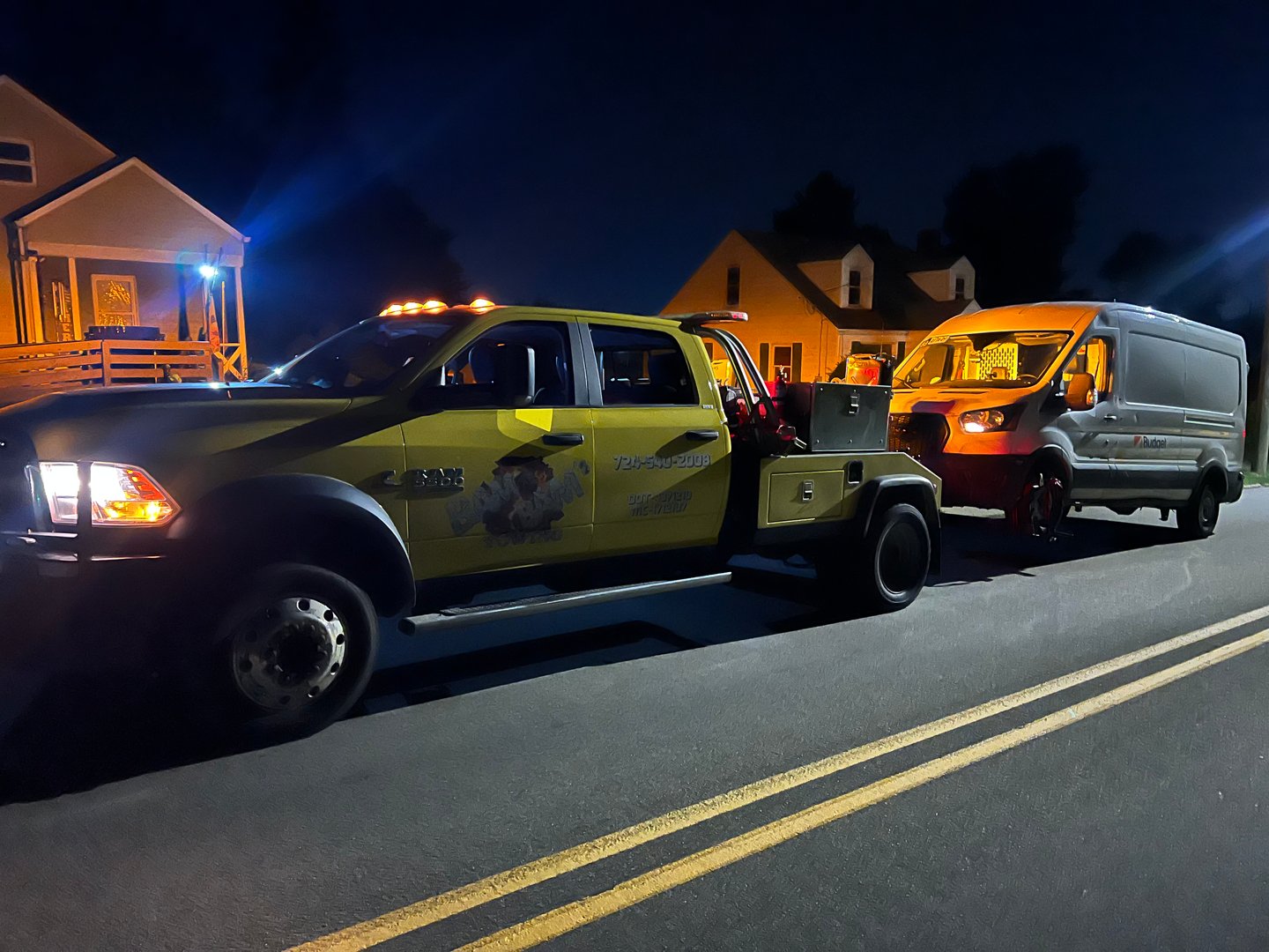 Towing service truck in action