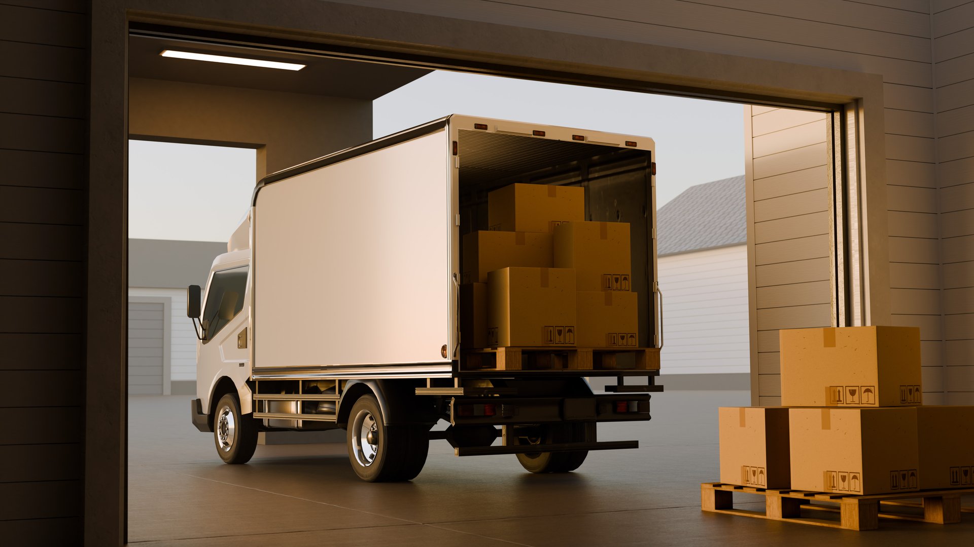 Black and gold delivery truck