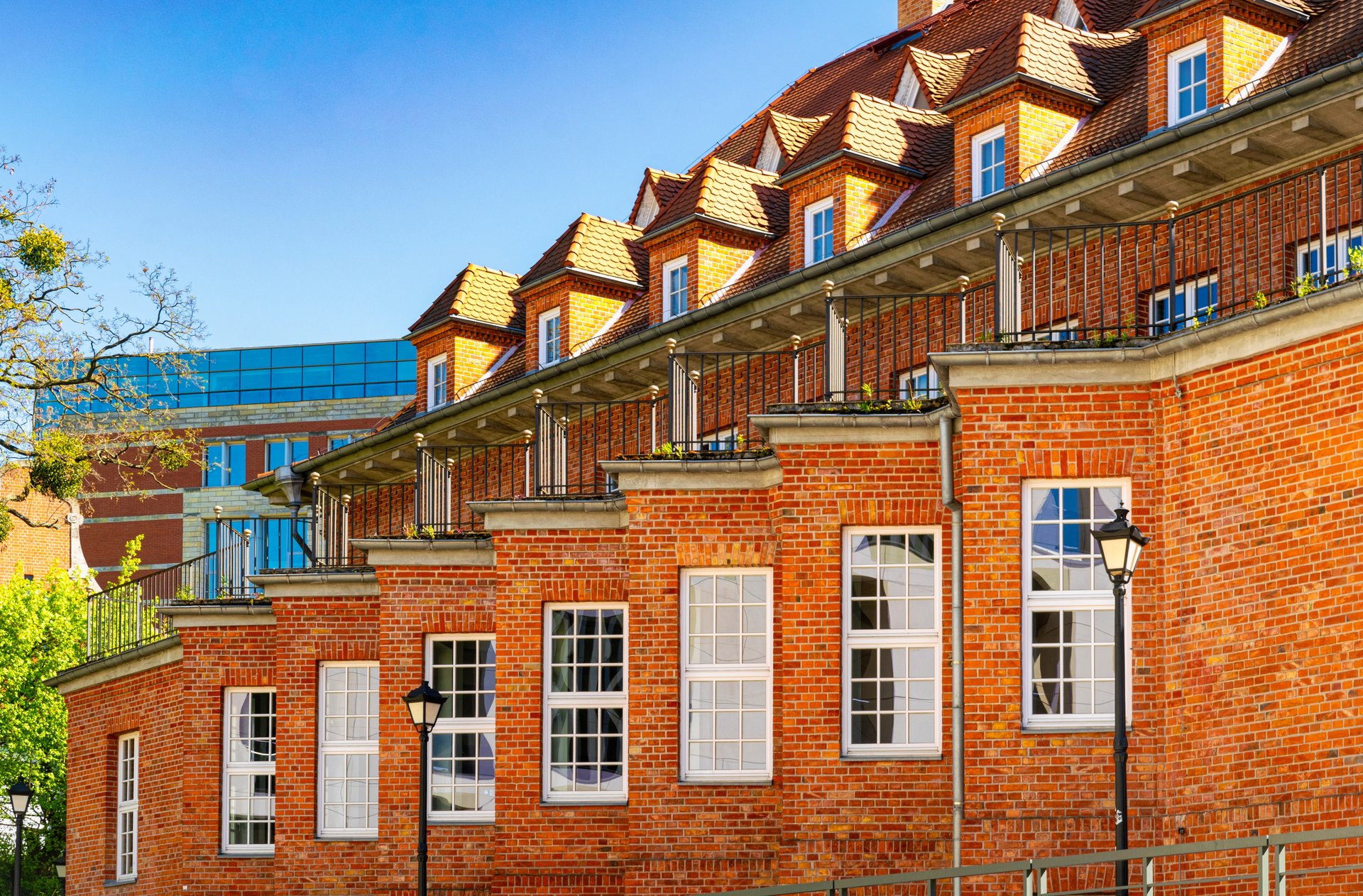 Traditional old red brick residential house