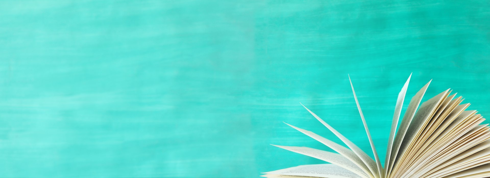 Open book, Reading, learning, education or home office concept. Negative space technique with large free copy space.