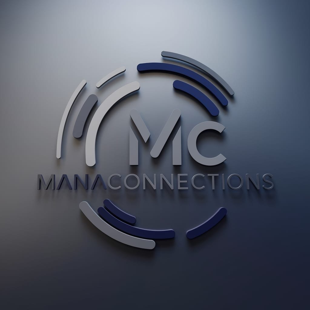 Logo of "Manaconnections" with stylized "MC" letters and curved lines on a dark background.