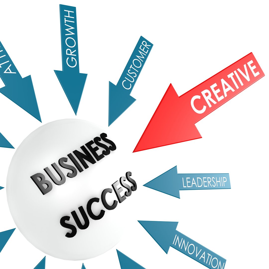 Arrow creative to business success image with hi-res rendered artwork that could be used for any graphic design.