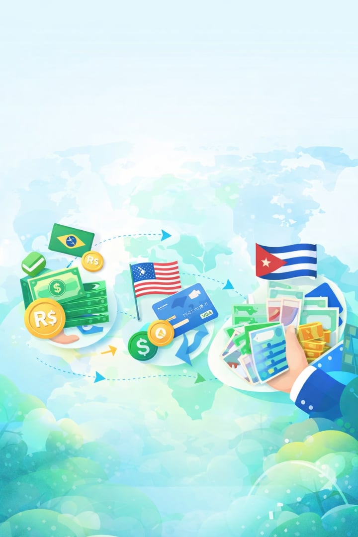 Envío de dinero a Cuba - Ilustración de transferencias internacionales