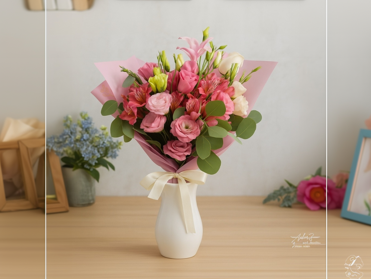 Hermoso arreglo floral elegante con flores multicolores