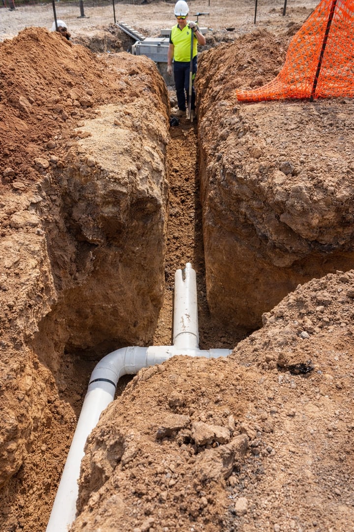 Commercial plumbing pipework construction site Adelaide