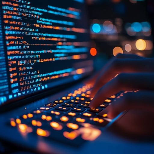 Coding at night background