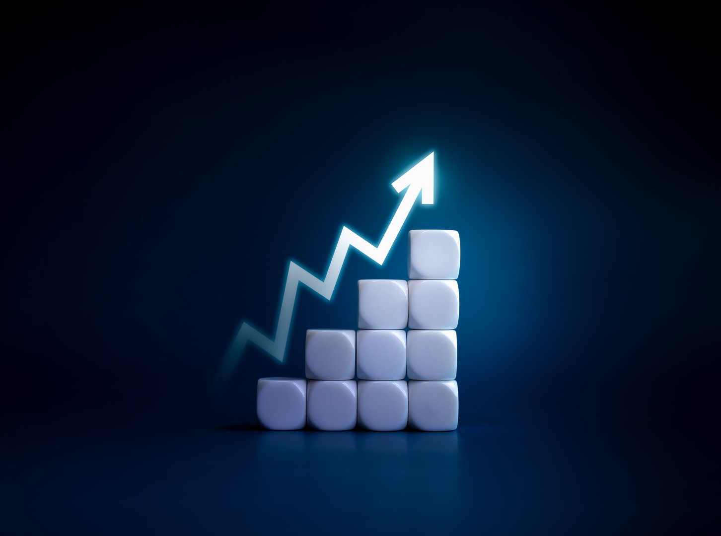 Rise up glowing arrow business growth chart success