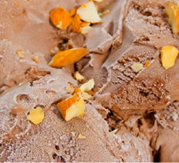 Chocolate ice cream with almonds