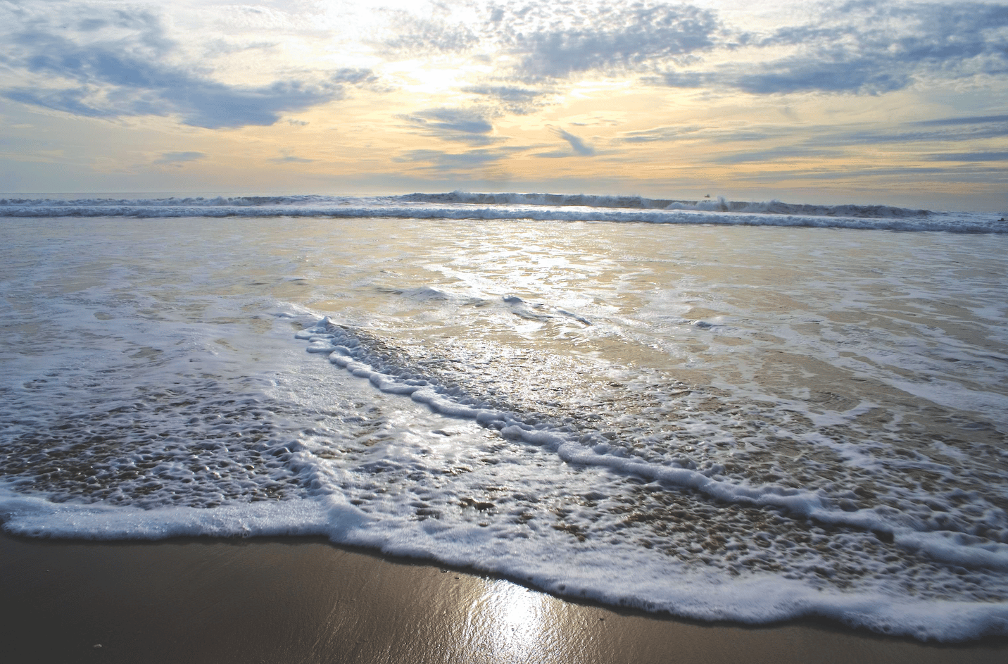 Close up of a Pacific Ocean wave at Playa del Rey beach in Los Angeles