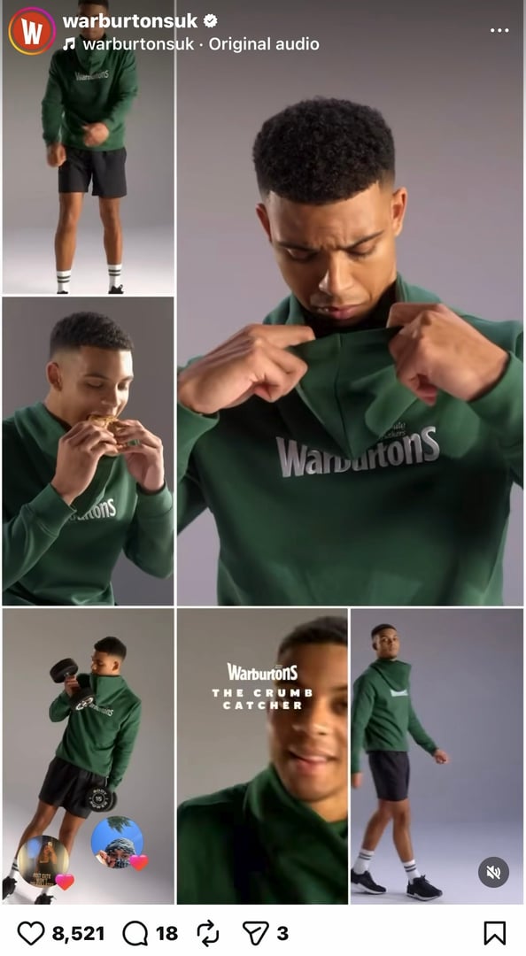 Professional lifestyle model for Warburtons campaign, commercial modelling course content