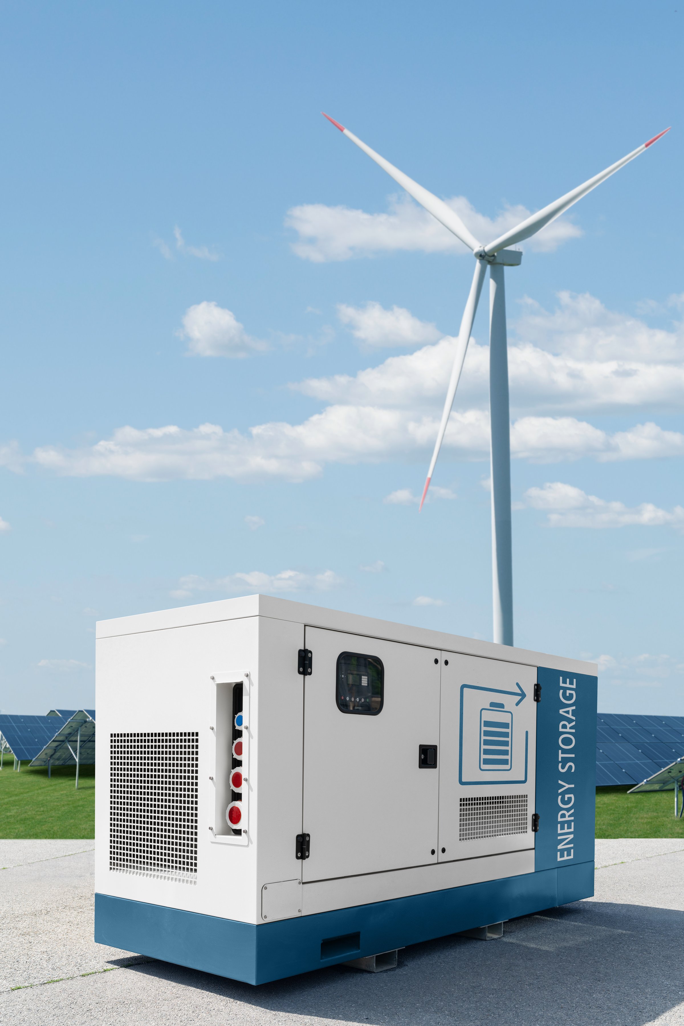 Renewable energy power station with energy storage