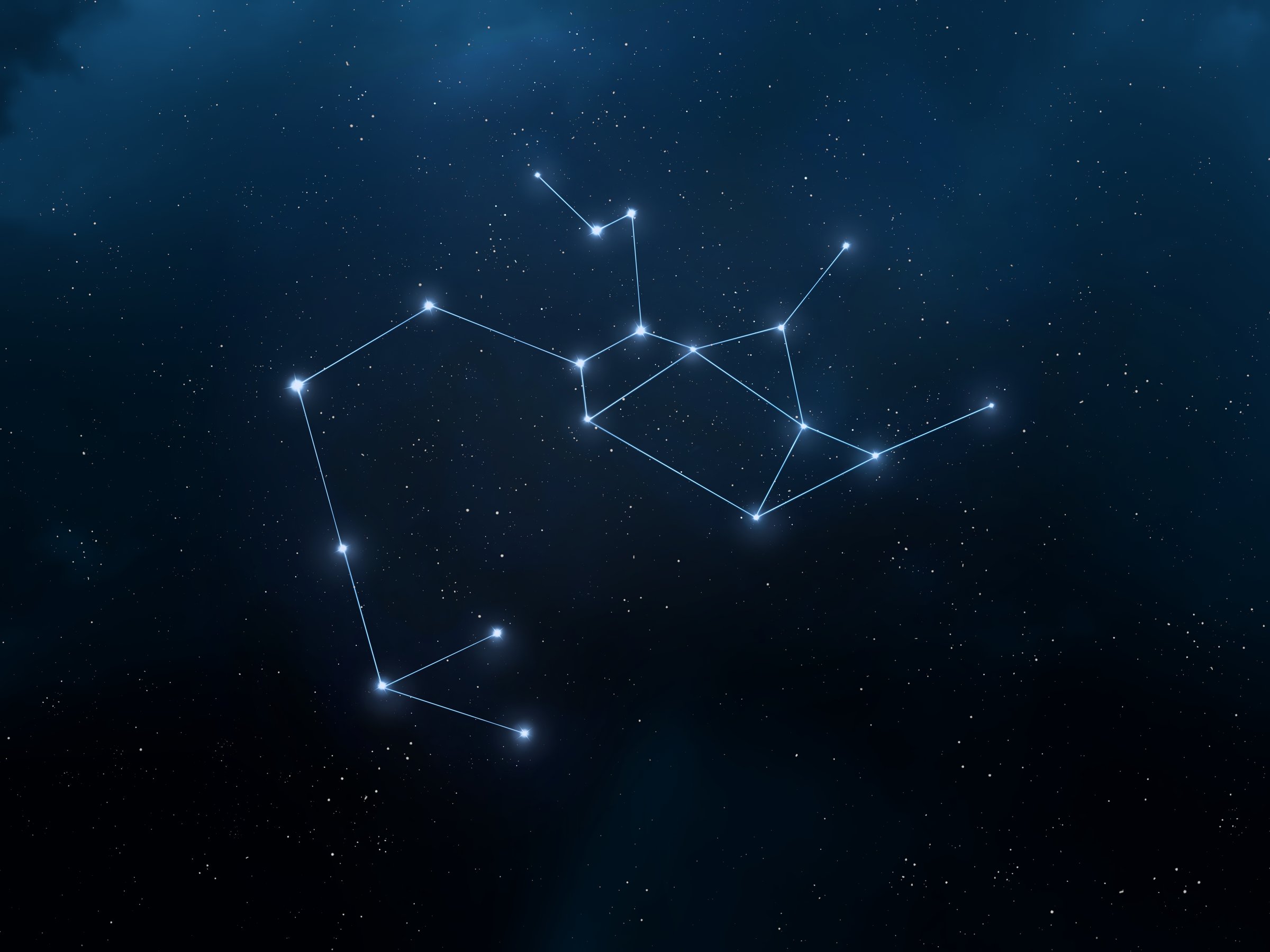 Sagittarius constellation in the sky. Zodiac sign on the background of stars. Astrological image.
