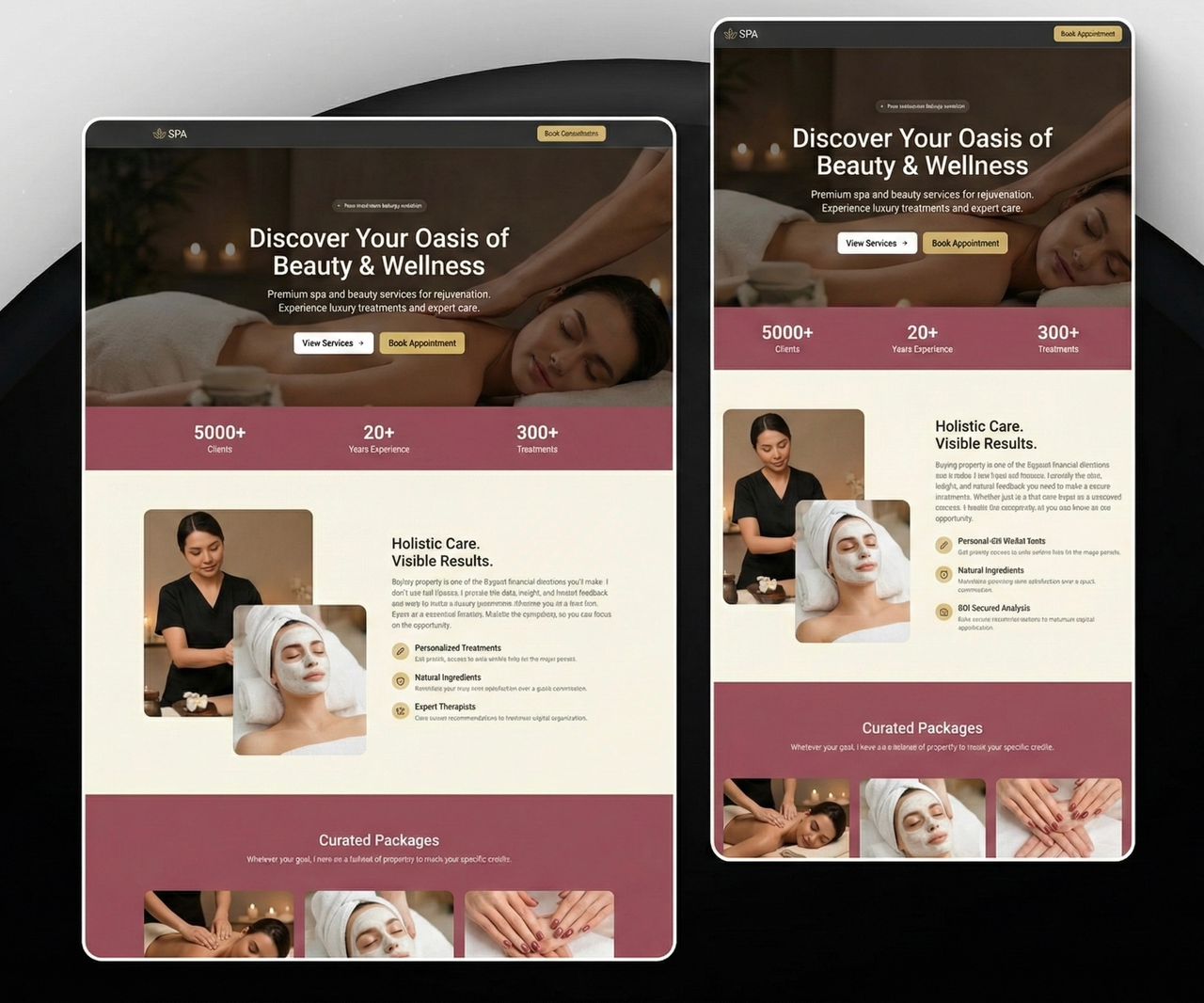 Beauty landing page screenshot