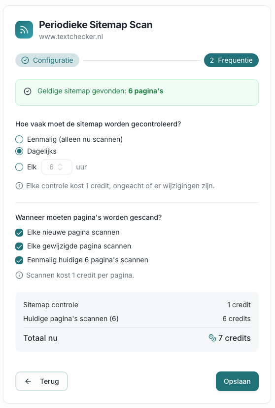 Scan frequentie instellen