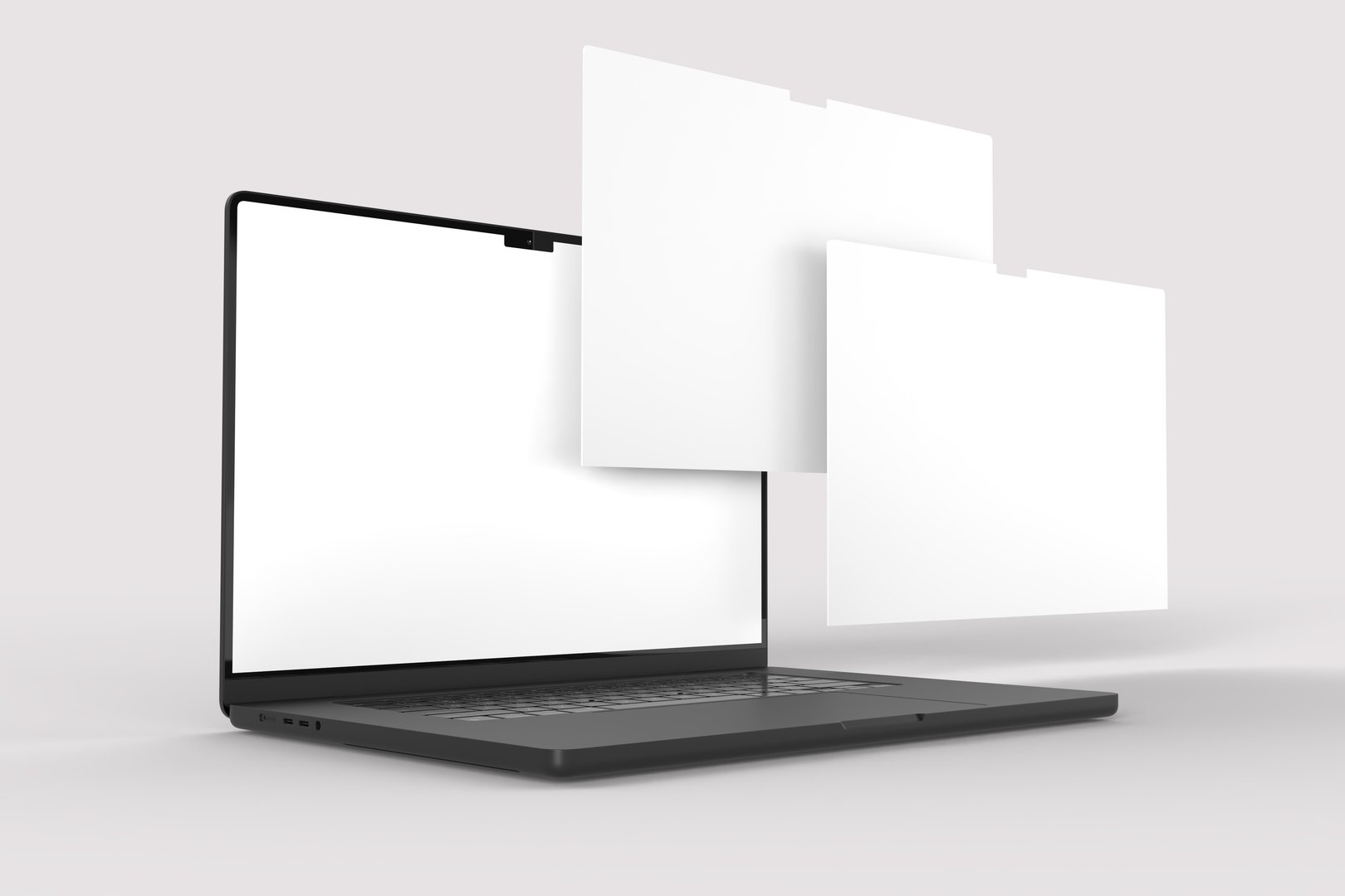 Modern Laptop Screen Website Mockup. Showcase websites, apps, or browser interfaces. Blank frame, isolated on white. Perfect for homepage, presentation, business layout for responsive design preview