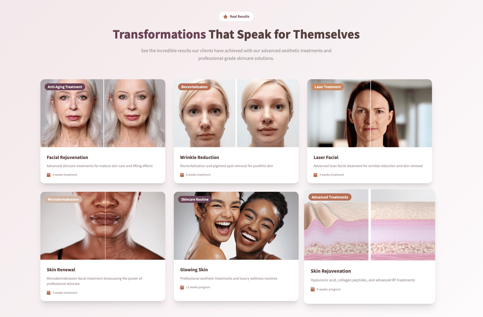 Aesthetic Health Spa Website - Services Section